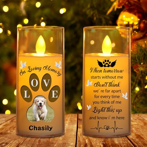 MHJUFGD Personalised Dog Memorial Candle Lamp Custom Name Light This Up and Know I'm Here Candle Decoration Memorial Gift for Loss of Dog Loss of Pet Sympathy Gifts for Dog Owners (Style 3)