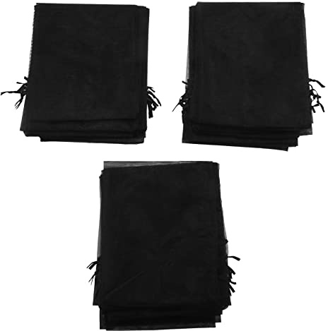 Okeeyseda 30 StüCk Schwarz Organza Wein Flaschen, Transparentes Netz Flasche Geschenk Beutel Wein HüLlen Kleider mit Kordelzug für Halloween