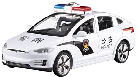 DUEVEL 1 32 Für Tesla Model X Polizei Legierung Simulation Automodell Diecasts Fahrzeuge Autos Versand Geschenke Junge Druckgussmodelle Motorfahrzeuge(A)