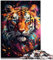 1000-teiliges Puzzle für Erwachsene, Gemälde, Farbe Tiger, Mustermontage, 10,27 x 14,96 Zoll, Lernspiel für Geburtstag, Weihnachten