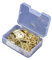 60 Stück/Box Scharniere + 240 Schrauben, Eisen, Gold/Antik-Bronze, 4 Löcher, langlebige Möbelbeschläge, 16 x 13 mm, abgerundetes Scharnier-Dekor (goldfarben)