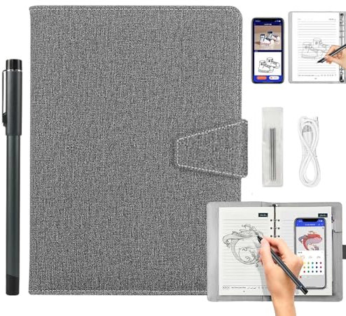 Ai-Powered Smart Writing Set, Ai Smart Digital Notebook with Pen, Smart Electronic Notebook, Digital Pen Real-Time Synchronization Digitization for iOS and Android for Office Note Drawing (Gray)