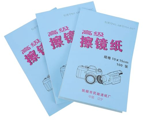 LOORGVEL Lens Cleaning Paper Tissue 300 Sheets Convenient Booklet Design Grease Removal, White Paper Cleaning Wipes for Microscope and Camcorder Lens for Microscope Users