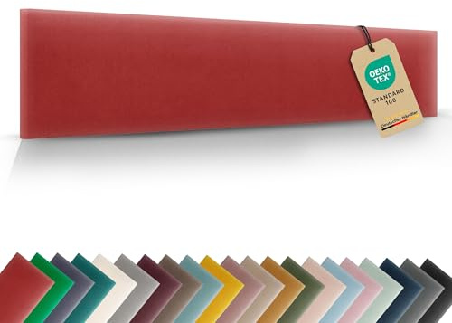 VELUYA Wandpolster Wandkissen Rechteck – Samt, Polsterplatte 100 x 20 cm, Polsterpaneele, Oeko-TEX, Made in EU, Orientrot M23