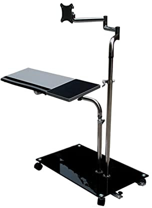 Monitor Arm, Bedside Moving Laptop Stand Adjustable Sofa Computer Monitor Holder Mount +Keyboard Holder Rotating Laptop Table Lapdesks(Bianco)