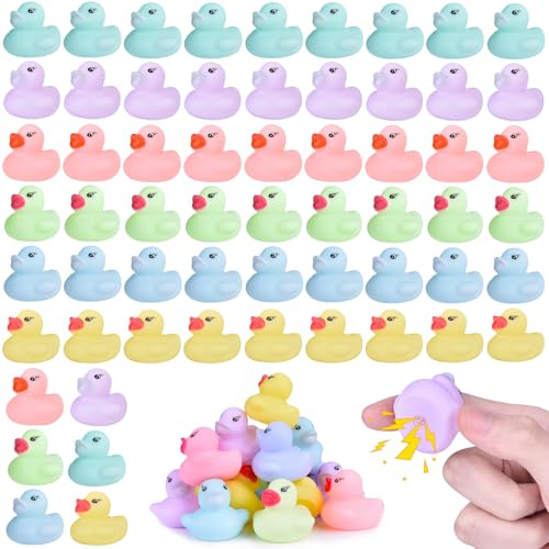 60 Stück Pastellfarbene Badeenten Quietscheentchen aus Gummi Mini Set schwimmendes Badespielzeug für Kinder Badewanne Dusche Geburtstag Party Deko Geschenk