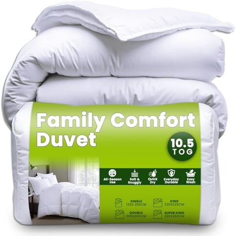 GC GAVENO CAVAILIA Single Duvet 10.5 Tog - Thick Winter Quilt Single Bed Box Stitched - Heavy Duvet Anti Allergy Coverless Comforter Bedding - Soft Touch White Comforter for Hotel & Home (135x200 cm)