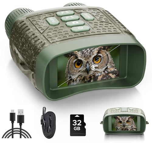 VOOPEAK Night Vision Goggles, 4K Night Vision Binoculars with 5000mAh Rechargeable Battery, 48MP & 10X Zoom, 3'' HD Screen and 400m Viewing Range for Hunting & Security