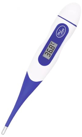 KFT-03 -Termómetro Digital de Punta Flexible – Lectura Rápida LCD, Alarma de Fiebre, Alta Precisión ±0,1°C, Impermeable IPX6 – Termómetro Médico para Axila, Oral y Rectal