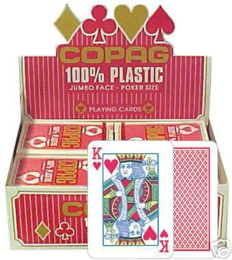 Copag Plastik Kartenspiel, Poker Size mit Standard Index in ROT, 2 Eckzeichen
