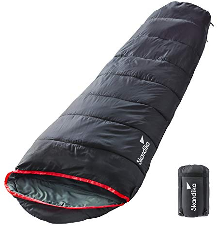 Skandika Mumienschlafsack Alaska | koppelbar, 220 x 80 cm, bis -10°C, Rundum-Reißverschluss, Kompressionspacksack, 3 Jahreszeiten | Outdoor Camping Schlafsack