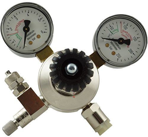 aquaristic.net CO2 Aquarium Druckminderer mit 2 Manometer + Nadelventil - Mehrwegsystem