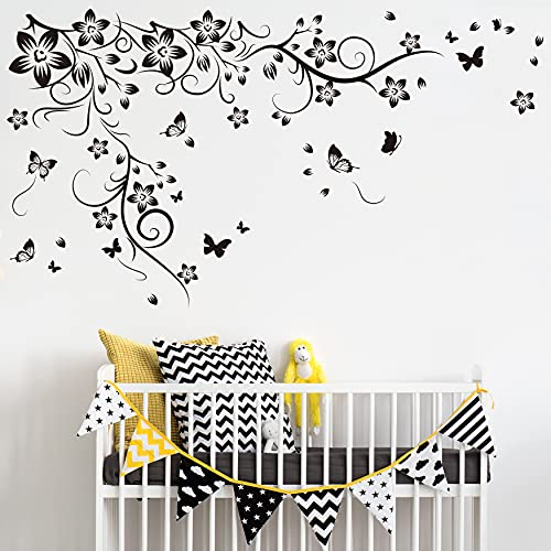 WALPLUS Butterfly Vine Wall Stickers for Kids Rooms - Nursery Decor, Removable & Repositionable Art Decals