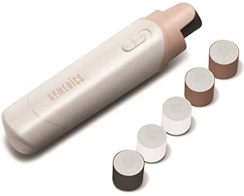 HoMedics. Pulidor y pulidor de uñas: lima de uñas eléctrica compacta, forma + pulimento a un brillo natural para manos y pies perfectos, puntas de iones gruesos + finos, 2 niveles de velocidad