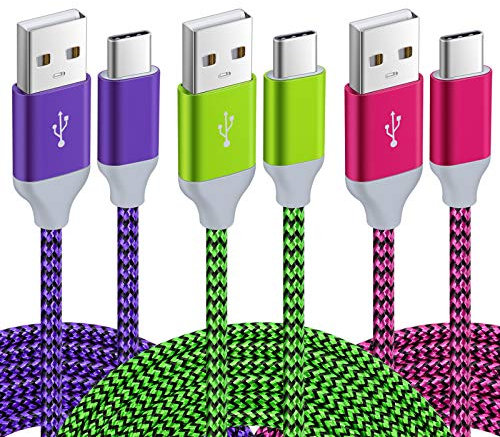 USB C Cable,USB to USB C Cable 10ft Fast Charging,3-Pack Nylon Braided Type C Charger Cable Android Charger Cord for iPhone 16 15 Pro Max Plus,Samsung Galaxy S25 S24 S23/Note 20/A15 A25 A35 A55 A54