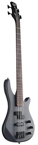 J & D E-Bass, Bass Gitarre mit 4 Saiten und Erle Korpus, Bass mit Split-Coil Tonabnehmer und Single Coil, passive Elektronik, Special Bat Mark