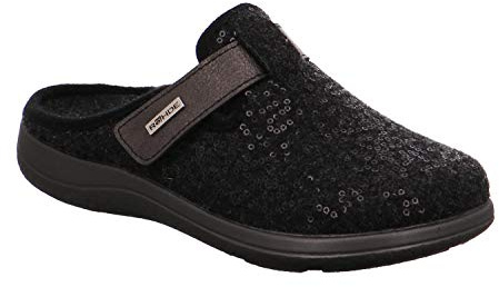 Rohde 6556 Bari Schuhe Damen Hausschuhe Pantoffeln Softfilz Weite G, Größe:41 EU, Farbe:Grau