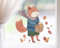 TinyFoxes Fensterbild Herbst - Fensterbild Fuchs auf Wanderschaft - selbstklebend und wiederverwendbar - handgezeichnet von Kristin Franke