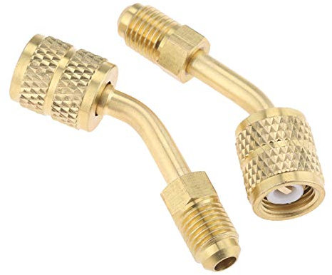 R410a Adapter für Mini Split System Klimageräte, HVAC und Kälteservice mit 45° Winkel Fingerhut, 5/16 Buchse, 1/4 AG SAE Drehadapter