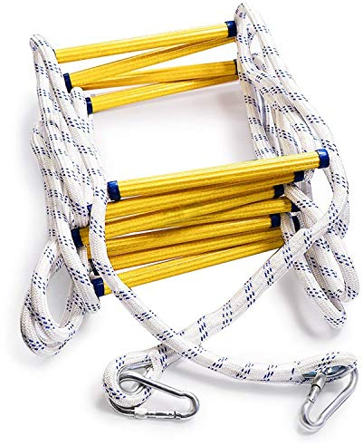 JHKJ Tragbare Rettungsleiter mit Mehreren Funktionen, Rettungsleiter 8 Meter (26.3FT) Seilzugleiter - feuerhemmend - mit Haken.