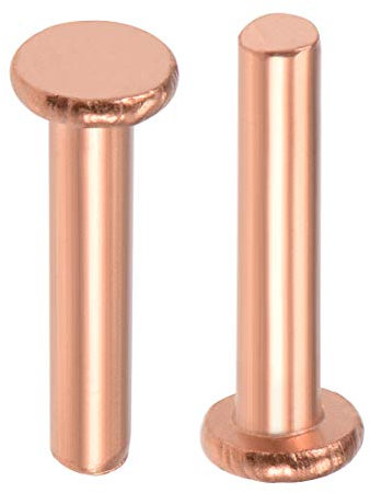 sourcing map 25 Pcs 5/32 x 25/32 Flat Head Copper Solid Rivets Fasteners