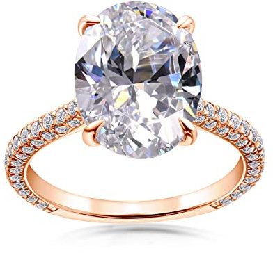 AINUOSHI Damen 925 Sterling Silber Zirkon Ring,5 Karat Ovaler Schnitt Damen Ewige Verlobungsring, Jubiläum Hochzeitsschmuck Geschenk