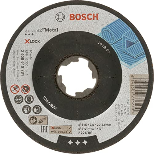 Bosch 1x PRO Metal Longlife Cutting Disc for Small Angle Grinder and X-Lock, M14/22.23 mm (for Steel, Ø 115 mm, Professional Accessory Small Angle Grinder)