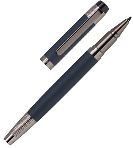 Cerruti 1881 Tintenroller „THAMES“ Navy | Schreibstift aus Edelstahl in einem blauen Korpus | Schwarze Mine | Geschenkbox