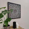 DARO DEKO Holz Wand-Bild Ornamente mit Spiegel dunkel-grau 60cm x 60cm