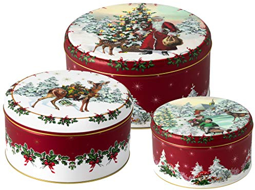 Villeroy & Boch – Winter Collage Accessoires Gebäckdosen Set 3 teilig, Dosen Weihnachten, Keksdosen, Weihnachtsdosen, Weihnachtsgebäckdosen, Blechdosen, Weihnachtsdeko, Plätzchendosen, Metall