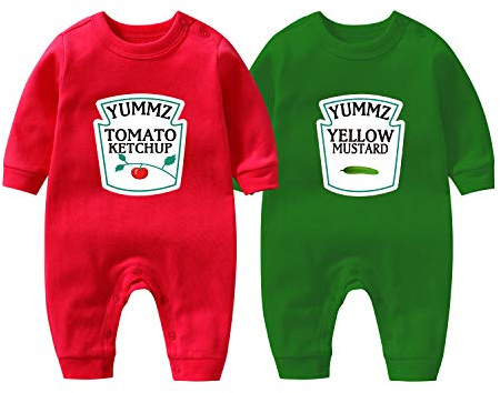culbutomind Baby Twins Bodysuit Ketchup Mustard Newborn Baby Outfits Unisex Romper Infant Jumpsuit（RG L9m）