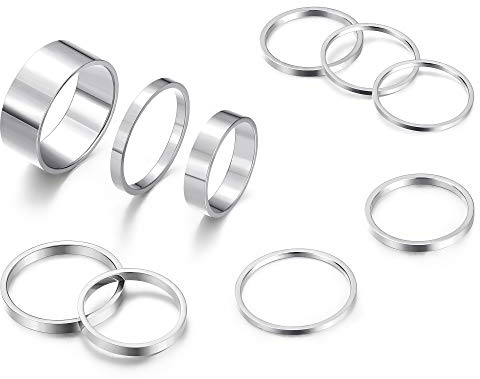 Milacolato 10 Stück Knöchelringe Set Damen Edelstahl Ring Einfache glatte Finger Stapelbare Ringe Set für Frauen Plain Band Ringe