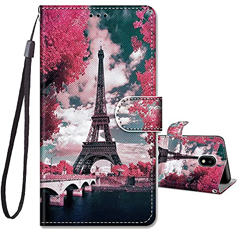 JRIANY Klapphüllen für Samsung Galaxy J5 2017 / J530 Leder Hülle, Handy Lederhülle PU Silikon Flip Case Cover Brieftasche Handytasche [ Kartenfach Klappbar ] Stoßfest Schutzhülle, Turm