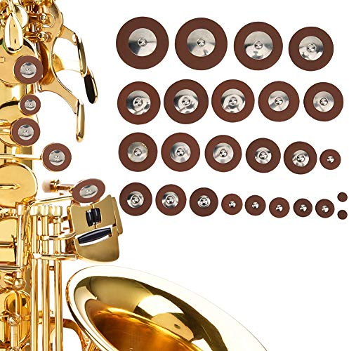 ASHATA 25 Stück Saxophon Pad, Tenorsax Zubehör, Saxophon Ersatz, Ersatz Pads Set für Tenorsaxophon, zarte Textur, Lange Lebensdauer