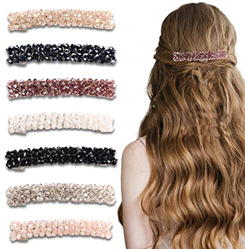 ZOCONE Fermagli Capelli Crystal, 7 Pezzi Forcine per Capelli Fermagli a Molla Strass Donna Crystal Cristallo Mollette Capelli Eleganti Rettangolare Adatto per Ragazze e Donna, 8,5cm