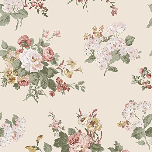 Laura Ashley Rosemore Pale Sable Wallpaper