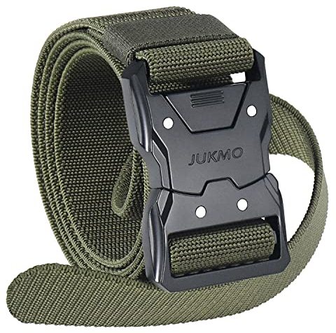 JUKMO Schnellverschluss Taktischer Gürtel, Militär Wandern 3,8cm Arbeit Gürtel mit Schwere Sicherheitsgurt Schnalle (M-für Taille 91cm-105cm (Länge 125cm), Grün)