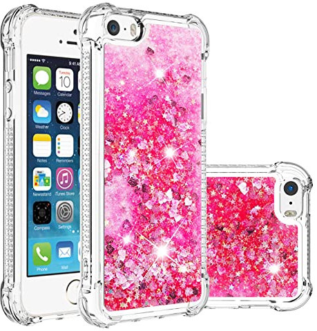 KBIKO-zxl Compatible with iPhone SE 2022 Case, Glitter Sequin Clear Back Cover with Soft TPU Bumper Phone Case Slim Flexible Sequin Back Case for iPhone 6/7 / 8 / SE 2020.Pink YBL
