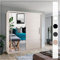 Modern Double Sliding Door Wardrobe 2 Mirrored Hanging Rails & Shelves Storage Cabinet for Bedroom (White, 203cm)