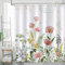 Bonhause Duschvorhang Blume Pflanze Frühling Blätter Duschvorhänge 180 x 180 cm Anti-Schimmel Wasserdicht Polyester Stoff Waschbar Bad Vorhäng für Badzimmer mit 12 Haken