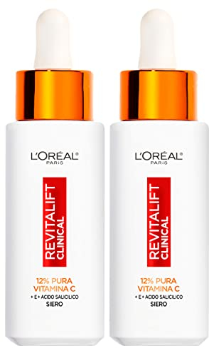L'Oréal Paris Revitalift Clinical Anti-Aging Gesichtsserum mit 12 % reinem Vitamin C E und Salicylsäure für strahlende und gleichmäßige Haut – 2 Flaschen à 30 ml