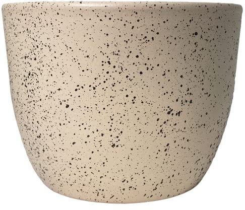Meliflor Maceta de Cerámica Redonda 25X19CM Blanco Estrellado Duraderas y Resistentes - Decoración - Hogar y Jardín - Artesanalmente Fabricado en España