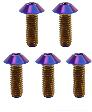 RISON Lot de 5 boulons en titane M5 x 0,8 x 12 mm à tête bombée en titane à six pans creux brûlés Bleu