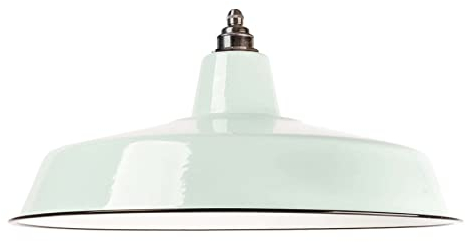 Lightstock Industrie Lampenschirm Emaille Mint (2. Wahl), Fabriklampe Ø46 cm inkl. Vintage Fassung aus Messing, Antik-gebürstet
