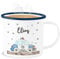 Emaille Becher Blechbecher - Polizei Blaulicht Bundespolizei Polizeiauto Polizist - 300 ml - Weiß Blau - tasse polizisten name tassen polizistin auto trinkbecher für kinder blechtasse fuer