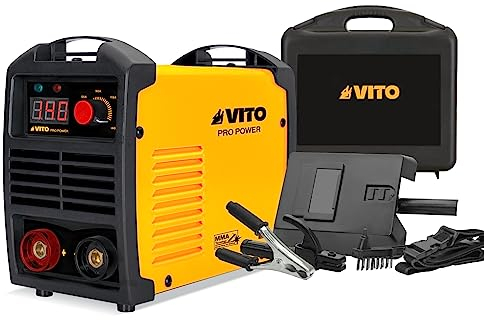 VITO 140A Schweißgerät 230V MMA Elektrodenschweißgerät 1,6-3,2mm Stabschweißgerät, IGBT Wechselrichter, Digitalanzeige LCD, Elektroden Schweißgerät mit MMA Zubehör, Koffer, 20-140A - VII140B