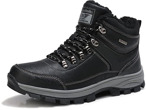 ARRIGO BELLO Uomo Stivali da Neve Invernali Scarpe Allineato Pelliccia Caloroso Caviglia Piatto Stivaletti Sportive Boots Escursionismo 41-46 (P nero, 45 EU)