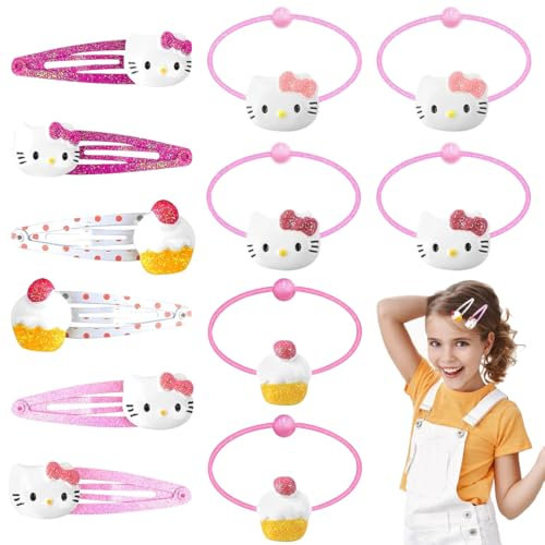 Tydeus Haarspange Haarring Rosa,6Stück Kinderschmuck+6 Stück Haarschmuck Kinder für Mädchen Geschenke für Geburtstag,Neujahr, Advent, Weihnachten