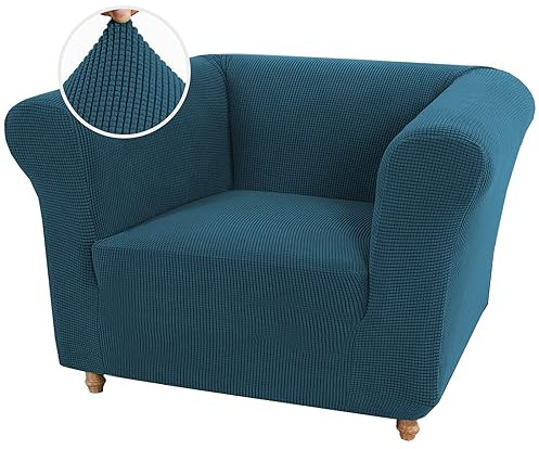 XHDZSW Stretch-Sofa-Abdeckung für Chesterfield-Sofa, Sofabezug 1/2/3 sitzer, Spandex Jacquard Elastische Couchbezug, Couch-Schlupfdeckel für Wohnzimmer Anti-Rutsch (Dunkelblau,Stuhl)