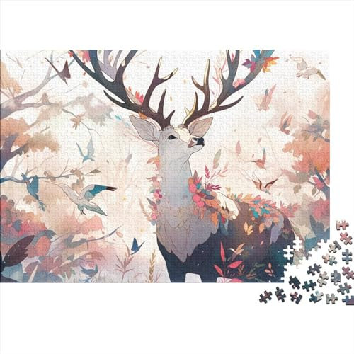 Hölzern Puzzle - Magischer Hirsch - 1000 Teile Puzzle Für Erwachsene, Holzpuzzle Mit Hirsch Motif